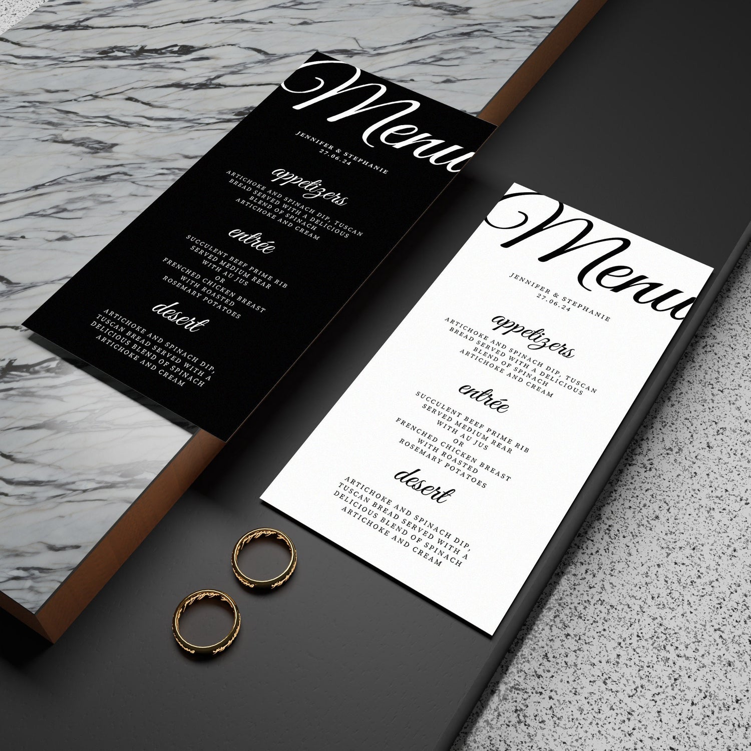 Modern Wedding Menu Template, 4x8" Minimalist Menu Wedding Sign, Wedding Sign Printable, Editable, Download, Template, Edit with Canva