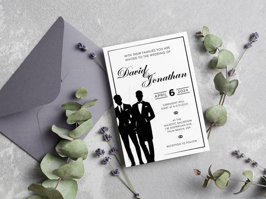 Grooms to be wedding templates, editable with Canva, Printable Wedding Template, Canva, Instant Download, Mr and Mr wedding template